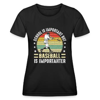 L’école vintage est importante, mais le baseball est important - T-shirt sport Femme - noir - Devant - AI Model Female 172 light (172cm)