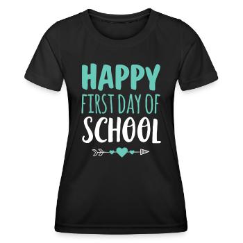 Joyeux premier jour d’école T-shirt enseignant élève - T-shirt sport Femme - noir - Devant - AI Model Female 172 light (172cm)