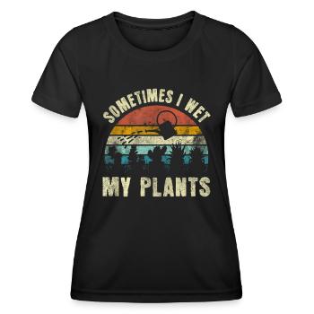 Parfois, je mouille mes plantes, drôle de jardinage - T-shirt sport Femme - noir - Devant - AI Model Female 172 light (172cm)