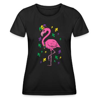 Jester Pink Flamingo Bird Animal Cute Mardi Gras C - Women's Functional T-Shirt - black - Front - AI Model Female 172 light (172cm)