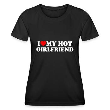 J’aime ma petite amie chaude GF Je coeur ma fille chaude - T-shirt sport Femme - noir - Devant - AI Model Female 172 light (172cm)