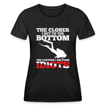 Drôle de plongée sous-marine Flag Dive Citation de plongée Scuba Diver Gif - T-shirt sport Femme - noir - Devant - AI Model Female 172 light (172cm)