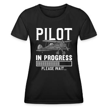 Pilote Art Hommes Femmes Compagnie aérienne Futur pilote Aviationp - T-shirt sport Femme - noir - Devant - AI Model Female 172 light (172cm)