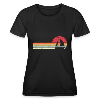 Voile, bateau à voile de style rétro - T-shirt sport Femme - noir - Devant - AI Model Female 172 light (172cm)