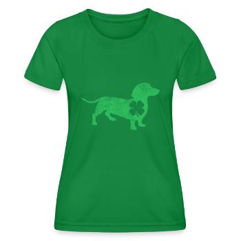 Teckel Chien Trèfle Saint-Patrick Saint Pad - T-shirt sport Femme - vert - Devant - AI Model Female 172 dark (172cm)