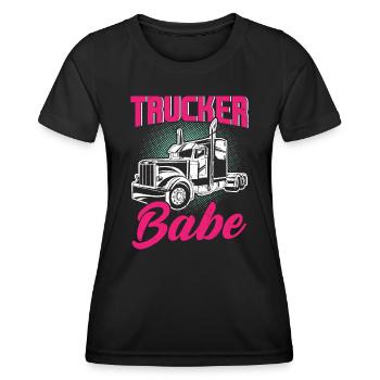 Trucker Babe Femme Camionneuse Camionneur - T-shirt sport Femme - noir - Devant - AI Model Female 172 light (172cm)