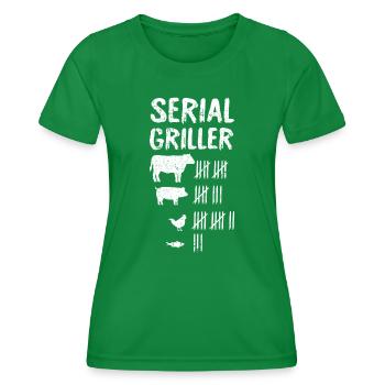 Serial Griller Fathers Day Funny Grilling Grill BB - T-shirt sport Femme - vert - Devant - AI Model Female 172 dark (172cm)
