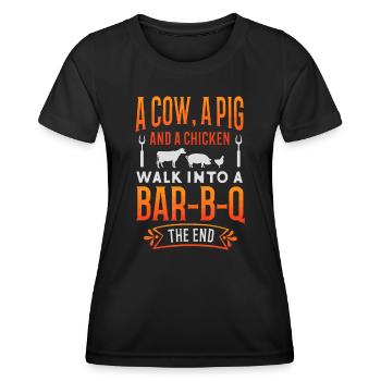 Barbecue BBQ Joke GIft für Grill Master Chef - Frauen Funktions-T-Shirt - Schwarz - Vorne - AI Model Female 172 light (172cm)