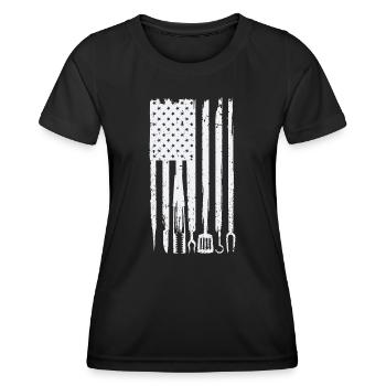Drôle de conception de barbecue! Pour les amateurs de tabac, griller un - T-shirt sport Femme - noir - Devant - AI Model Female 172 light (172cm)