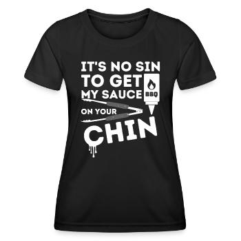 It's No Sin To Get My Sauce Funny BBQ Smoker Barbe - Women's Functional T-Shirt - black - Front - AI Model Female 172 light (172cm)