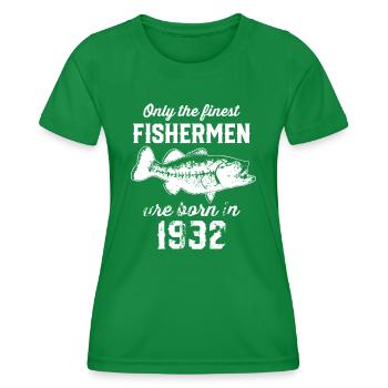 90 Year Old: Fishing Fisherman 1932 90th Birthdayf - Women's Functional T-Shirt - kelly green - Front - AI Model Female 172 dark (172cm)