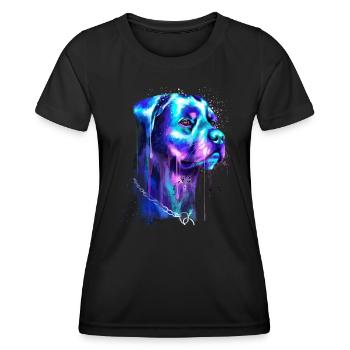 Helles Rottweiler Hunde Aquarell Gemälde - Frauen Funktions-T-Shirt - Schwarz - Vorne - AI Model Female 172 light (172cm)
