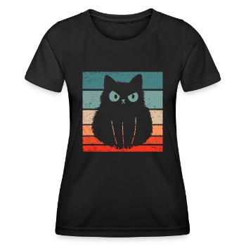 Cat Style Rétro Vintage - T-shirt sport Femme - noir - Devant - AI Model Female 172 light (172cm)
