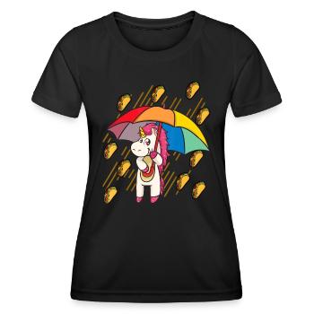 Raining Tacos Unicorn Lover Umbrella Cinco de Mayo - Women's Functional T-Shirt - black - Front - AI Model Female 172 light (172cm)