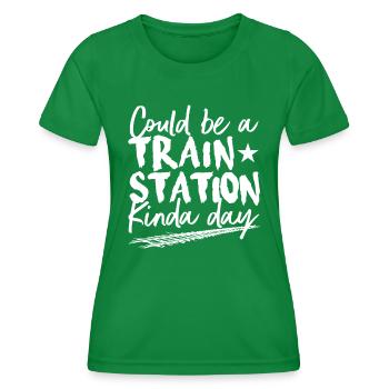 Könnte ein Bahnhof Art von Tag Frauen Vintag sein - Frauen Funktions-T-Shirt - Kelly Green - Vorne - AI Model Female 172 dark (172cm)
