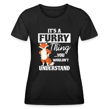 Pelzige Fandom Furries, niedliche Tier Cosplay Kostüme - Frauen Funktions-T-Shirt - Schwarz - Vorne - AI Model Female 172 light (172cm)