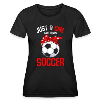 Nur ein Mädchen, das Fußballmädchen liebt Jugend - Frauen Funktions-T-Shirt - Schwarz - Vorne - AI Model Female 172 light (172cm)