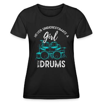 Batterie Percussion Batteur Femmes Filles Enfants Cadeau D - T-shirt sport Femme - noir - Devant - AI Model Female 172 light (172cm)