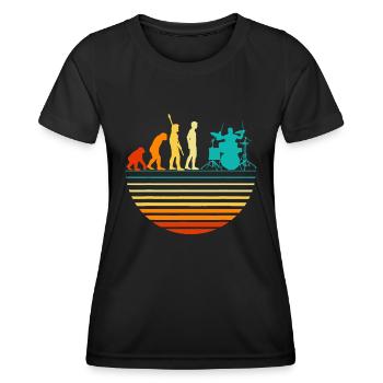 Cool Drummer Drumming Drums Percussion I Evolution - Frauen Funktions-T-Shirt - Schwarz - Vorne - AI Model Female 172 light (172cm)