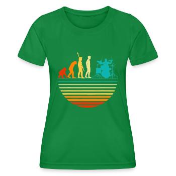 Cool Drummer Drumming Drums Percussion I Evolution - Frauen Funktions-T-Shirt - Kelly Green - Vorne - AI Model Female 172 dark (172cm)