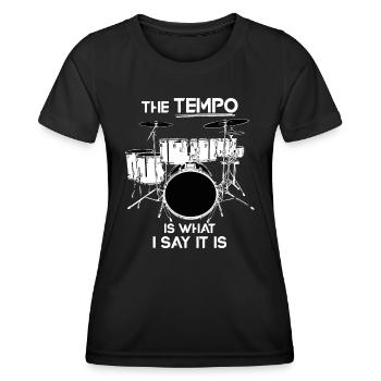 Le tempo est ce que je dis c’est Drumsdrummer pundrum - T-shirt sport Femme - noir - Devant - AI Model Female 172 light (172cm)