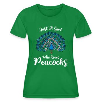 Lustig Just A Girl Who Loves Peacocks Idee Geschenk - Frauen Funktions-T-Shirt - Kelly Green - Vorne - AI Model Female 172 dark (172cm)