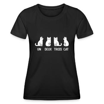 Funny Meow Kitty Un Deux Trois Cat Funny Black Cat - Women's Functional T-Shirt - black - Front - AI Model Female 172 light (172cm)