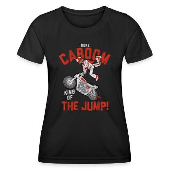 Pixar 4 Duke Caboom Der König des Springens - Frauen Funktions-T-Shirt - Schwarz - Vorne - AI Model Female 172 light (172cm)