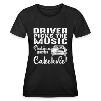 Le conducteur choisit le fusil de chasse musical ferme son trou à gâteau - T-shirt sport Femme - noir - Devant - AI Model Female 172 light (172cm)