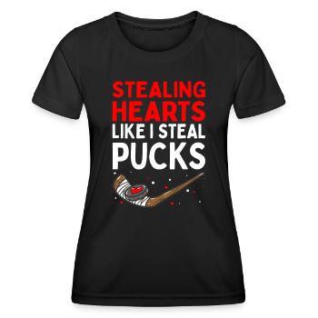 Stealing Heart Like I Steal Pucks Valentines Day H - Women's Functional T-Shirt - black - Front - AI Model Female 172 light (172cm)