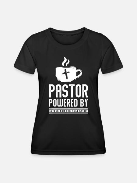 Café alimenté par le pasteur et le Saint- drôle Pa - T-shirt sport Femme - noir