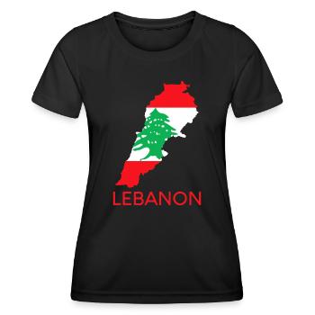 Lebanon Flag Cedar Tree Beirut Lebanese Arabic Ara - Women's Functional T-Shirt - black - Front - AI Model Female 172 light (172cm)