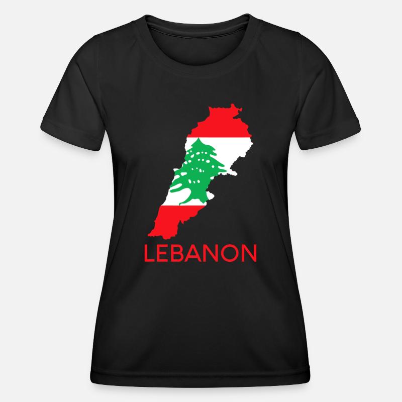 Lebanon Flag Cedar Tree Beirut Lebanese Arabic Ara - Women's Functional T-Shirt - black