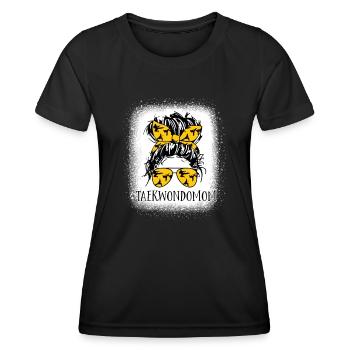 Taekwondo Mama Unordentliches Dutt Haar gebleichte Frauen Mutter - Frauen Funktions-T-Shirt - Schwarz - Vorne - AI Model Female 172 light (172cm)