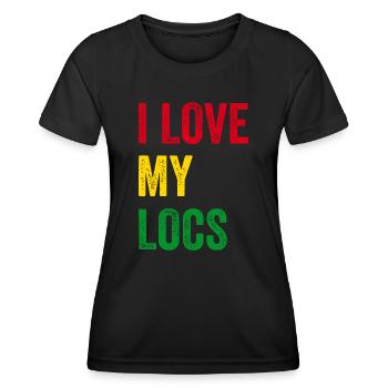 J’adore mes cheveux naturels - T-shirt sport Femme - noir - Devant - AI Model Female 172 light (172cm)