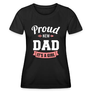 Stolzer neuer Vater, es ist eine Mädchen-Gender-Enthüllungsparty - Frauen Funktions-T-Shirt - Schwarz - Vorne - AI Model Female 172 light (172cm)
