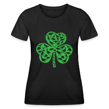Jungen St Patricks Day Idee Dinosaurier Shamrock Kids D - Frauen Funktions-T-Shirt - Schwarz - Vorne - AI Model Female 172 light (172cm)