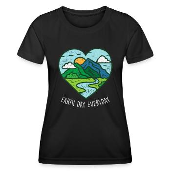 Tag der Erde Jeden 22. April Umweltschützer Gif - Frauen Funktions-T-Shirt - Schwarz - Vorne - AI Model Female 172 light (172cm)
