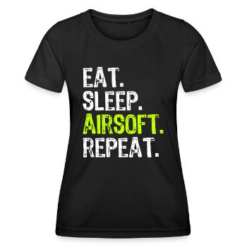 Manger Dormir Airsoft Répéter Air-Soft Drôle - T-shirt sport Femme - noir - Devant - AI Model Female 172 light (172cm)