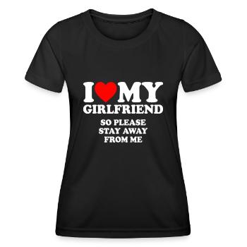 Ich liebe meine Freundin, also bitte halte dich von mir fern - Frauen Funktions-T-Shirt - Schwarz - Vorne - AI Model Female 172 light (172cm)