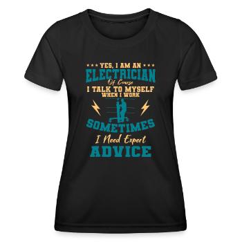 Electrician Electricity Lineman Wiring Electrical - Women's Functional T-Shirt - black - Front - AI Model Female 172 light (172cm)
