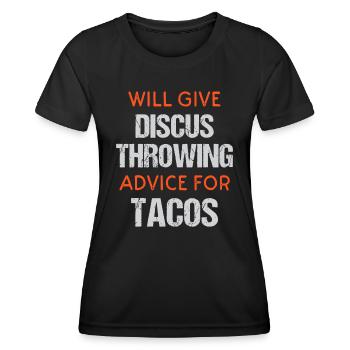 Leichtathletik-Events Humor werfen | Lustiger Diskus T - Frauen Funktions-T-Shirt - Schwarz - Vorne - AI Model Female 172 light (172cm)