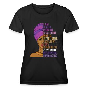 Je suis une femme noire Mois de l’histoire des Noirssoul paisibleu - T-shirt sport Femme - noir - Devant - AI Model Female 172 light (172cm)