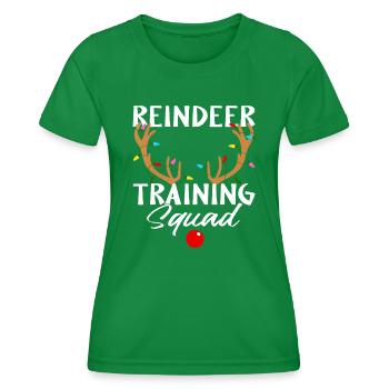Christmas Running Reindeer Runner Training Squad T - Women's Functional T-Shirt - kelly green - Front - AI Model Female 172 dark (172cm)