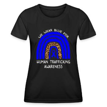Nous portons un arc-en-ciel bleu pour la traite des êtres humains Awarene - T-shirt sport Femme - noir - Devant - AI Model Female 172 light (172cm)
