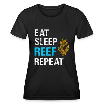 Essen Schlaf Riff Wiederholung Korallen Salzwasseraquarium - Frauen Funktions-T-Shirt - Schwarz - Vorne - AI Model Female 172 light (172cm)