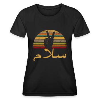 Salam Peace Arabe Rétro Calligraphieyemensaudi ara - T-shirt sport Femme - noir - Devant - AI Model Female 172 light (172cm)