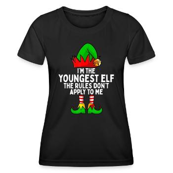 Ich bin der jüngste Elf Passende Familie Weihnachten - Frauen Funktions-T-Shirt - Schwarz - Vorne - AI Model Female 172 light (172cm)