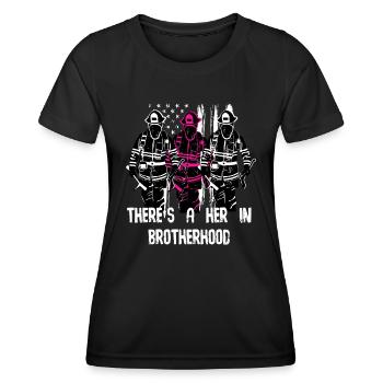 Promotion de la Fraternité des femmes pompières - T-shirt sport Femme - noir - Devant - AI Model Female 172 light (172cm)
