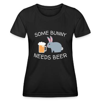 Irgendein Hase braucht Bier Lustiges Ostern Trinken - Frauen Funktions-T-Shirt - Schwarz - Vorne - AI Model Female 172 light (172cm)
